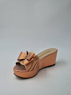 Rose Gold 'Glittered Bow' Low Slippers - Classic Shoes London